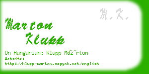 marton klupp business card